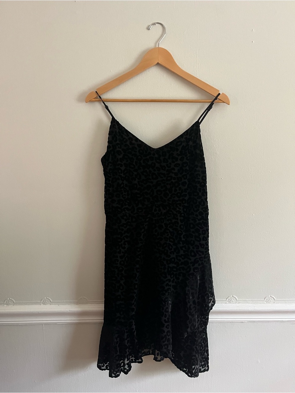 Black Velvet Leopard Slip Dress